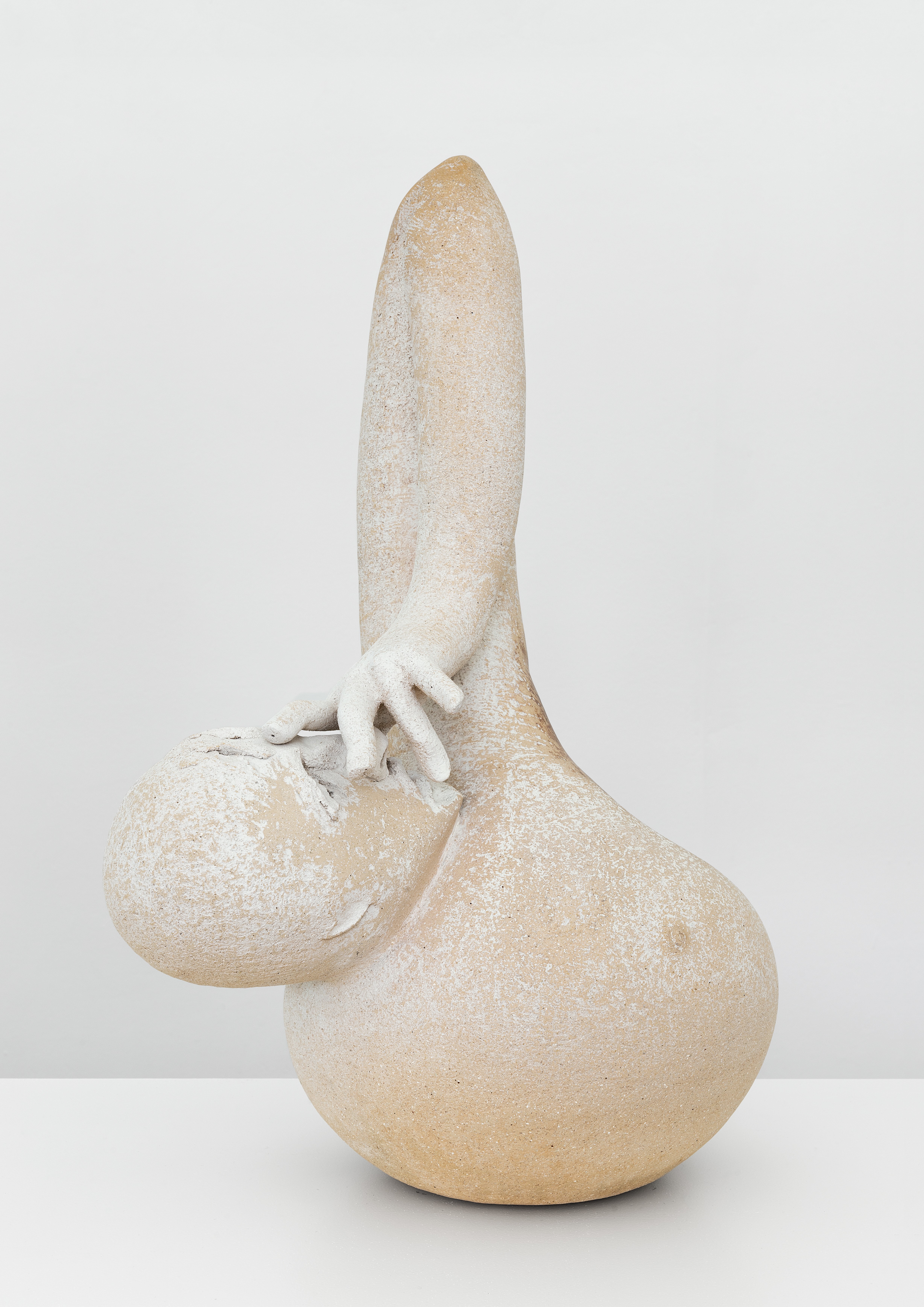 Untitled, 2021. Stoneware, gesso, beeswax, 62 × 29 × 39 cm