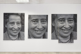  HANNAH (Deutsche Wärme), 2025, Four Jacquard-woven cotton tapestries, stretchers, 150 × 400 × 4 cm